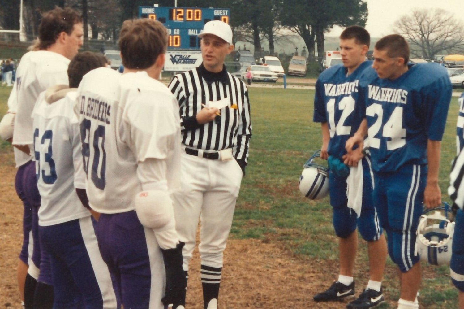 David Sturm officiates a semi-final football game at Valle Catholic High School in Ste. Genevieve in the early 2000s.